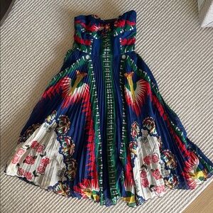 Anthropologie Anna Sui Navy Strapless Print Dress